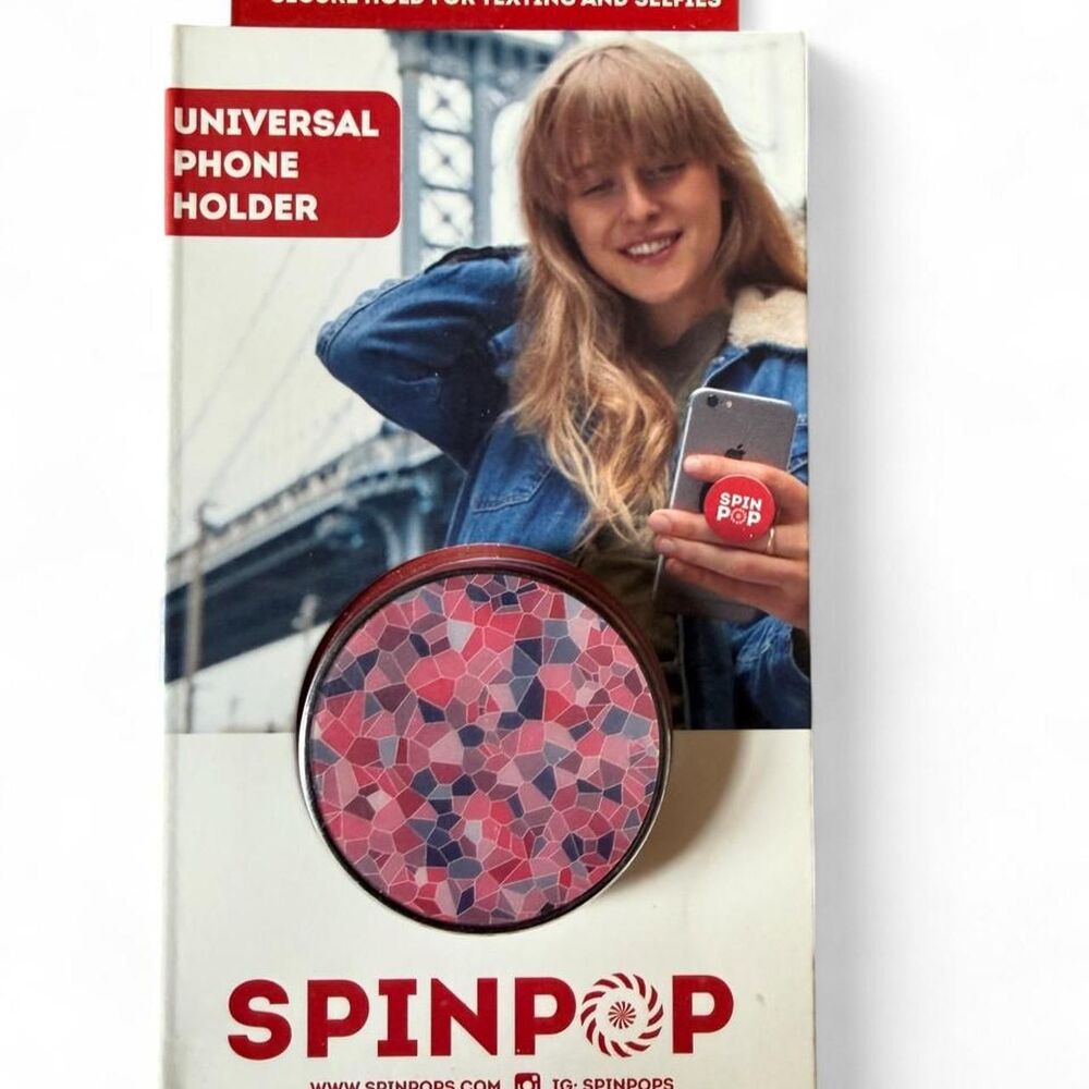 SpinPop Universal Phone Grip PopSocket Pink Mosaic Phone Holder Stand